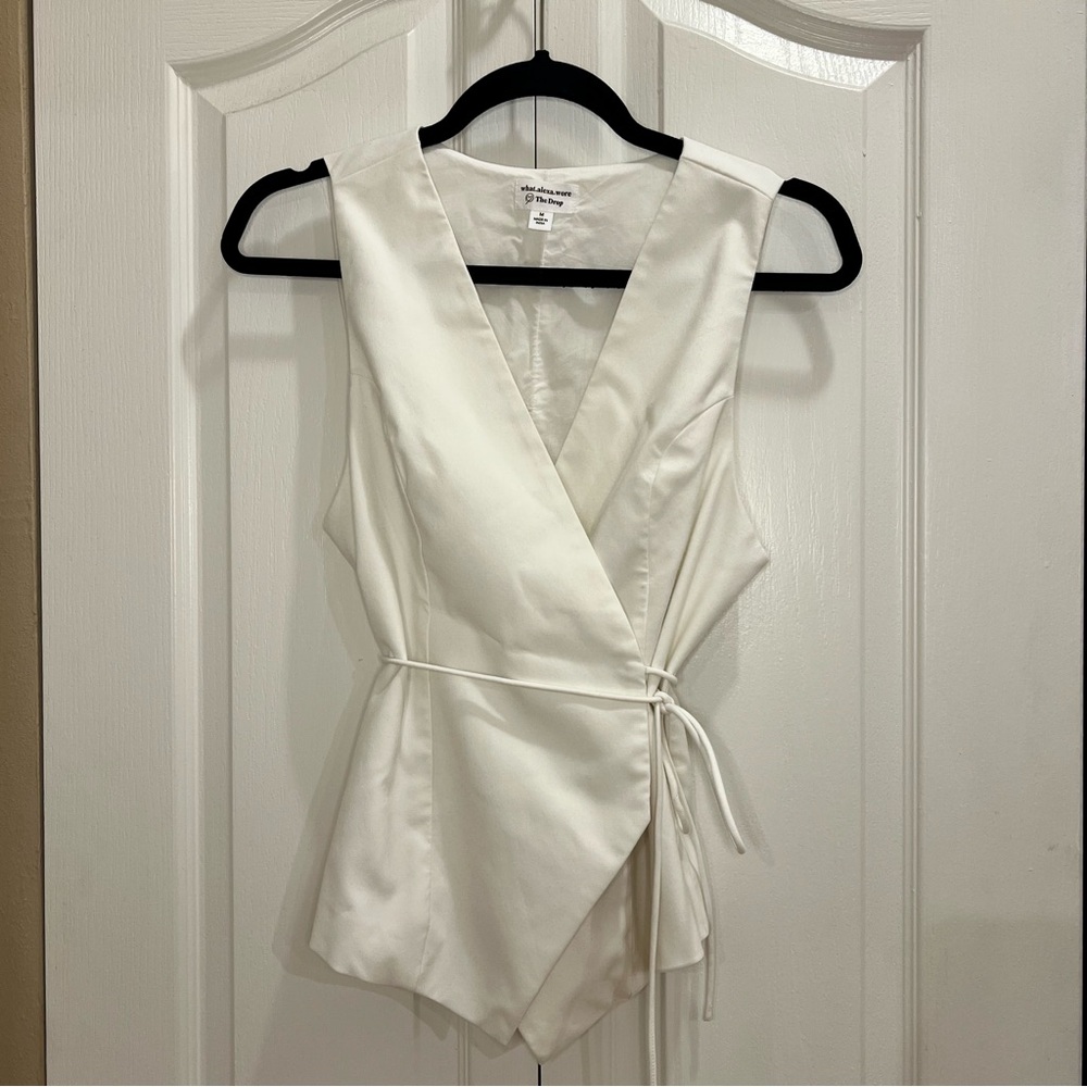 White Tie Wrap Blouse M